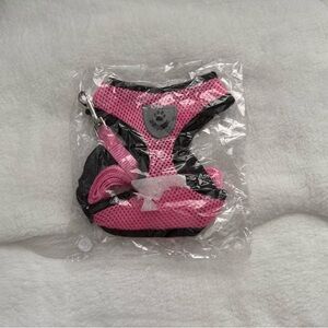 Pink and Black Dog Harness with Leash